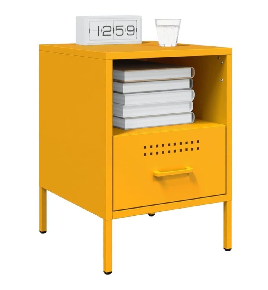 Tables de chevet 2 pcs jaune moutarde 36x39x50,5 cm