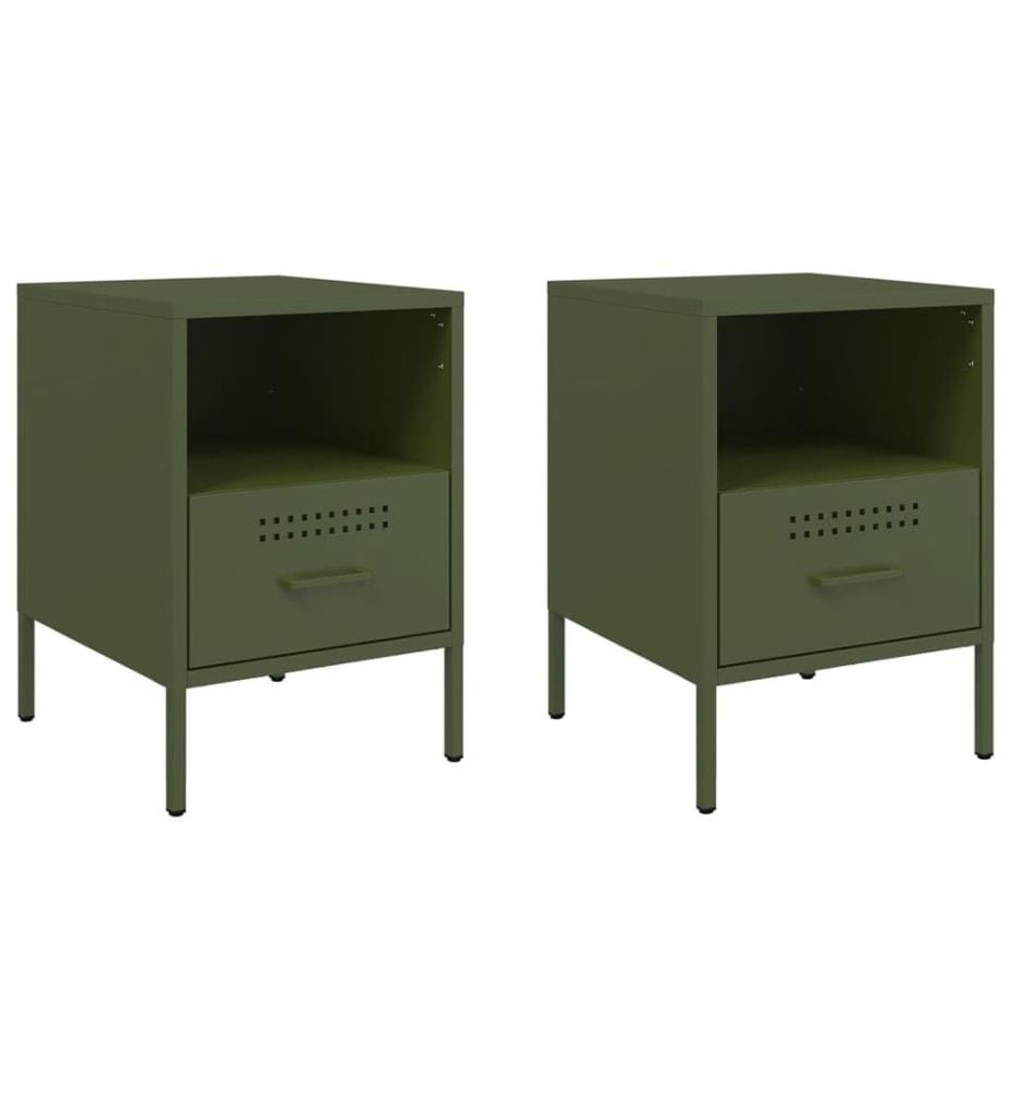 Tables de chevet 2 pcs vert olive 36x39x50,5 cm