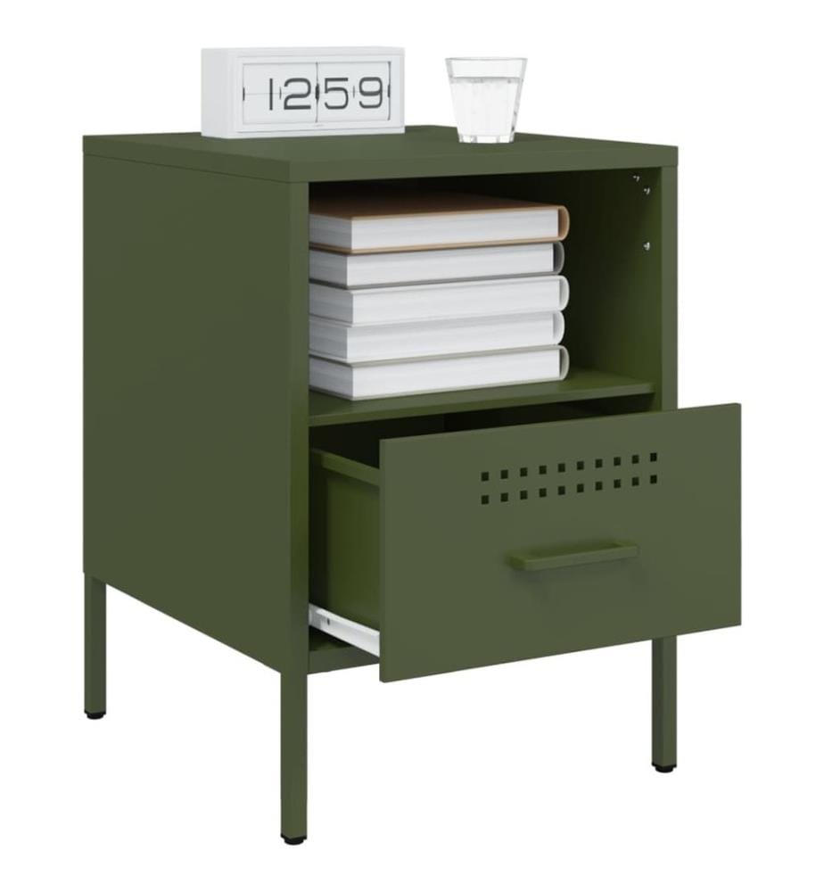 Tables de chevet 2 pcs vert olive 36x39x50,5 cm