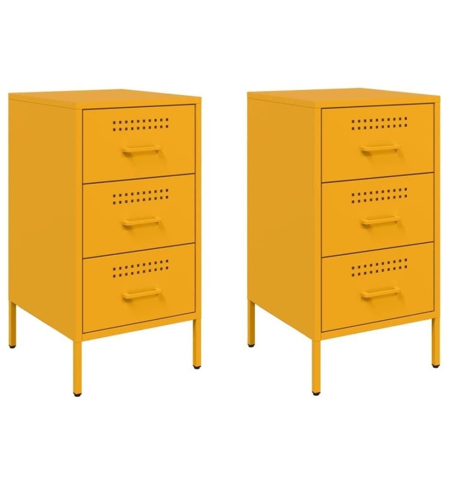 Tables de chevet 2 pcs jaune moutarde 36x39x68 cm