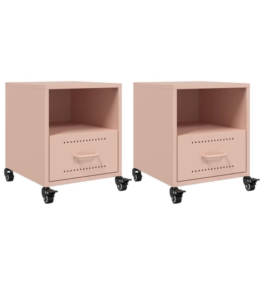 Nachttische 2 Stk. Rosa 36x39x43,5 cm Stahl
