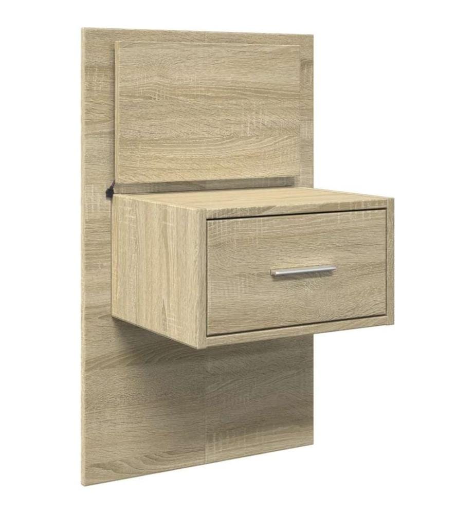 Wand-Nachttisch mit LED-Leuchten Sonoma-Eiche