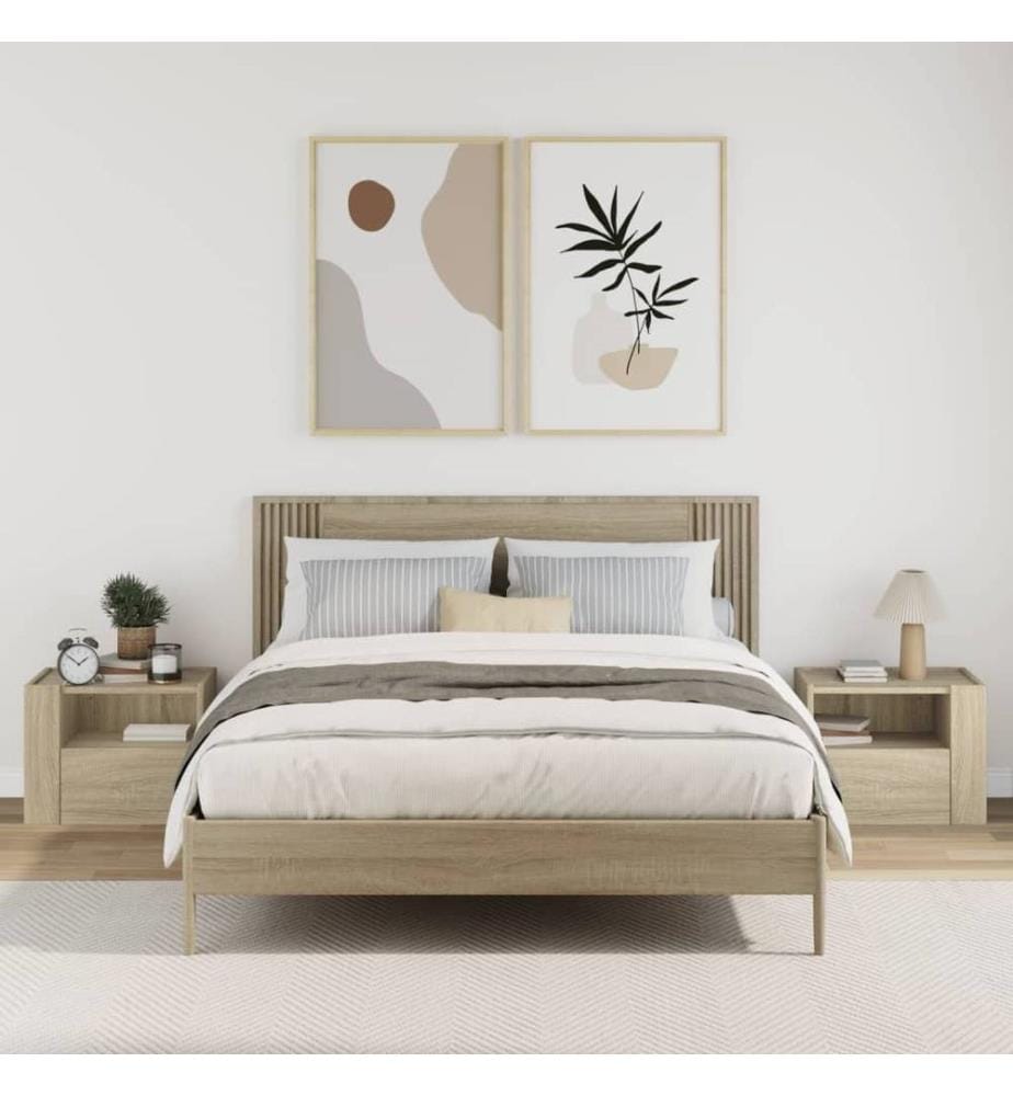 Wand-Nachttische 2 Stk. Sonoma-Eiche 45x30x35 cm