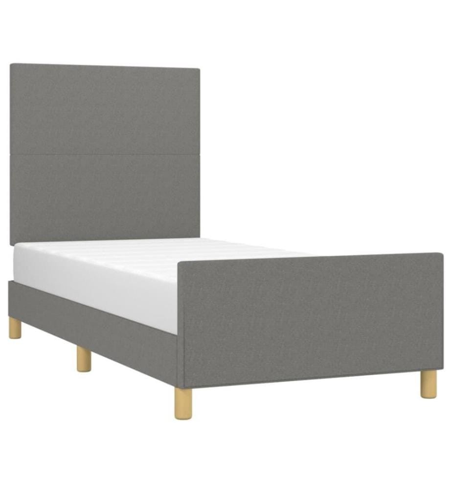 Bettgestell mit Kopfteil Dunkelgrau 80x200 cm Stoff