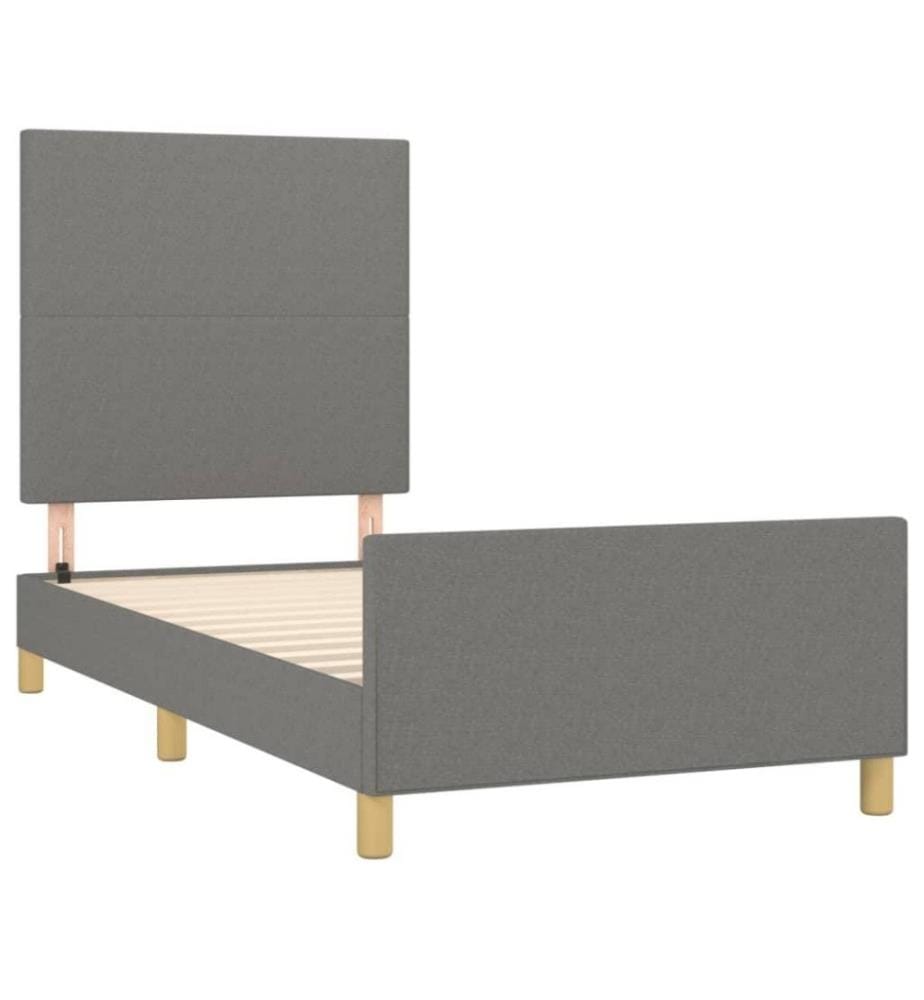 Bettgestell mit Kopfteil Dunkelgrau 80x200 cm Stoff