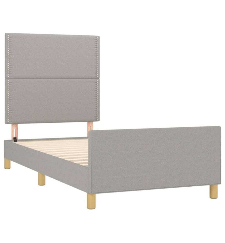 Cadre de lit avec tête de lit Gris clair 90x200 cm Tissu