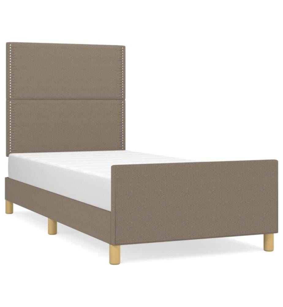 Cadre de lit avec tête de lit Taupe 90x200 cm Tissu
