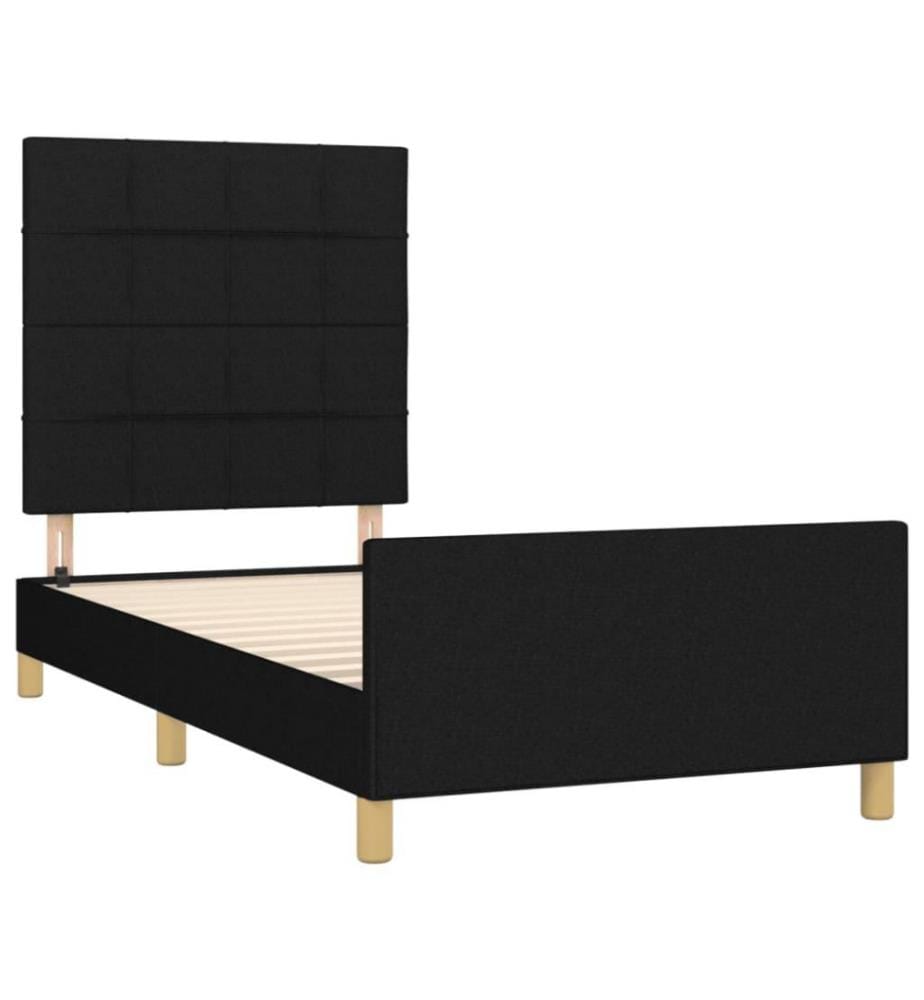 Bettgestell mit Kopfteil Schwarz 100x200 cm Stoff