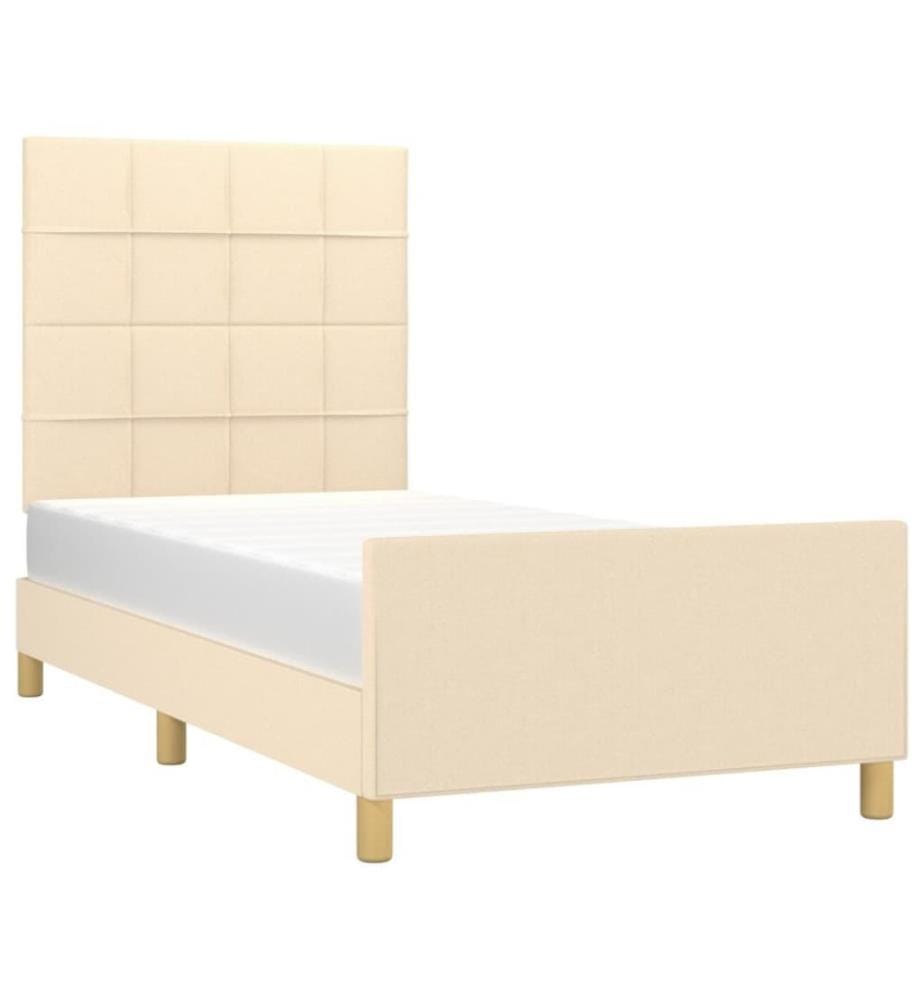 Bettgestell mit Kopfteil Creme 100x200 cm Stoff