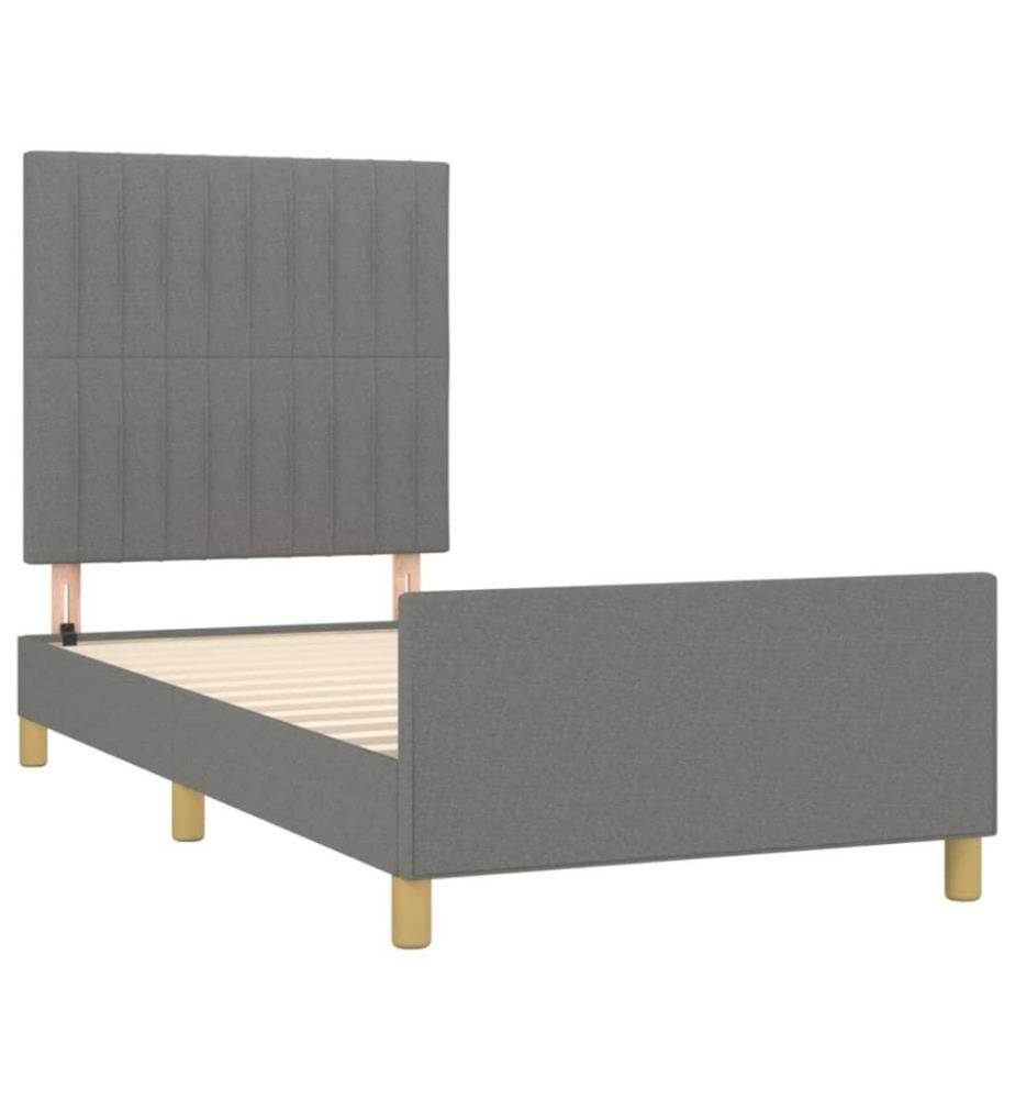 Bettgestell mit Kopfteil Dunkelgrau 80x200 cm Stoff