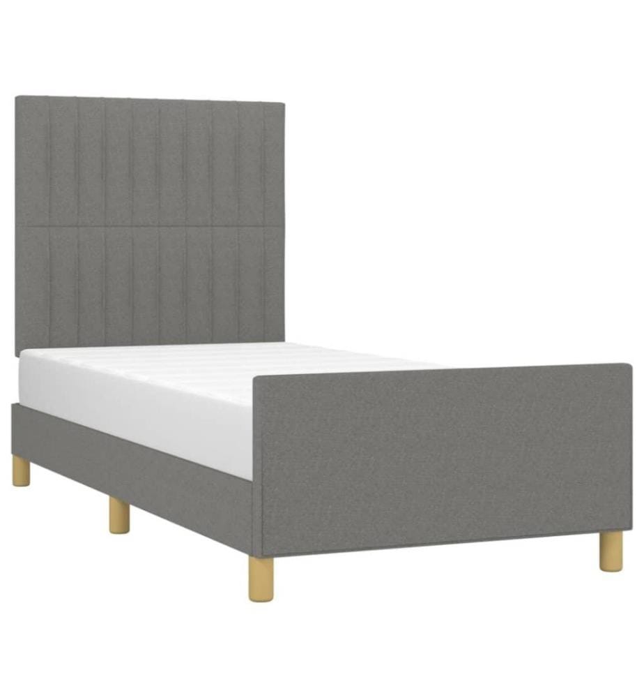 Bettgestell mit Kopfteil Dunkelgrau 100x200 cm Stoff