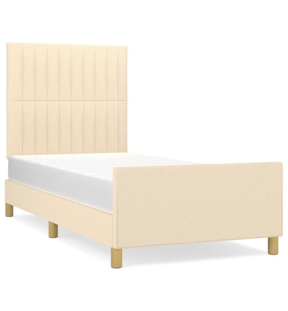 Bettgestell mit Kopfteil Creme 100x200 cm Stoff