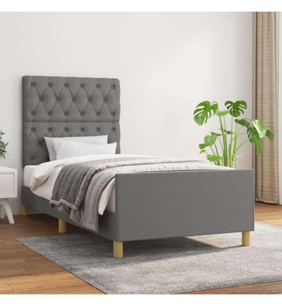 Bettgestell mit Kopfteil Dunkelgrau 80x200 cm Stoff