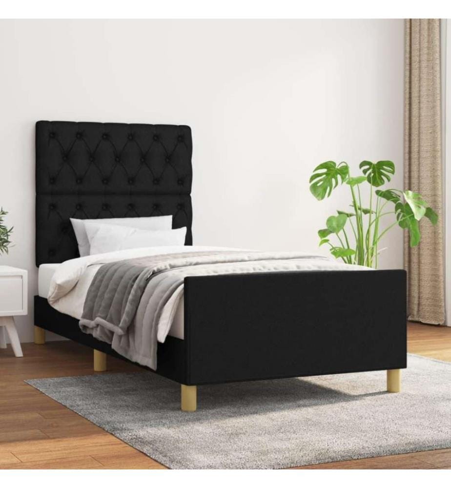 Bettgestell mit Kopfteil Schwarz 80x200 cm Stoff
