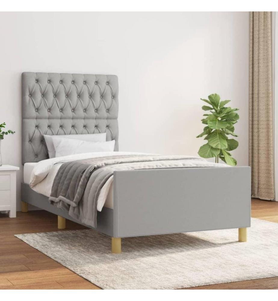 Cadre de lit avec tête de lit Gris clair 90x200 cm Tissu