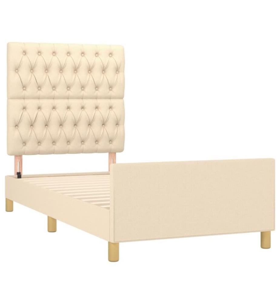 Bettgestell mit Kopfteil Creme 100x200 cm Stoff