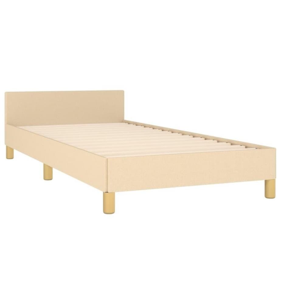 Cadre de lit avec tête de lit Crème 100x200 cm Tissu
