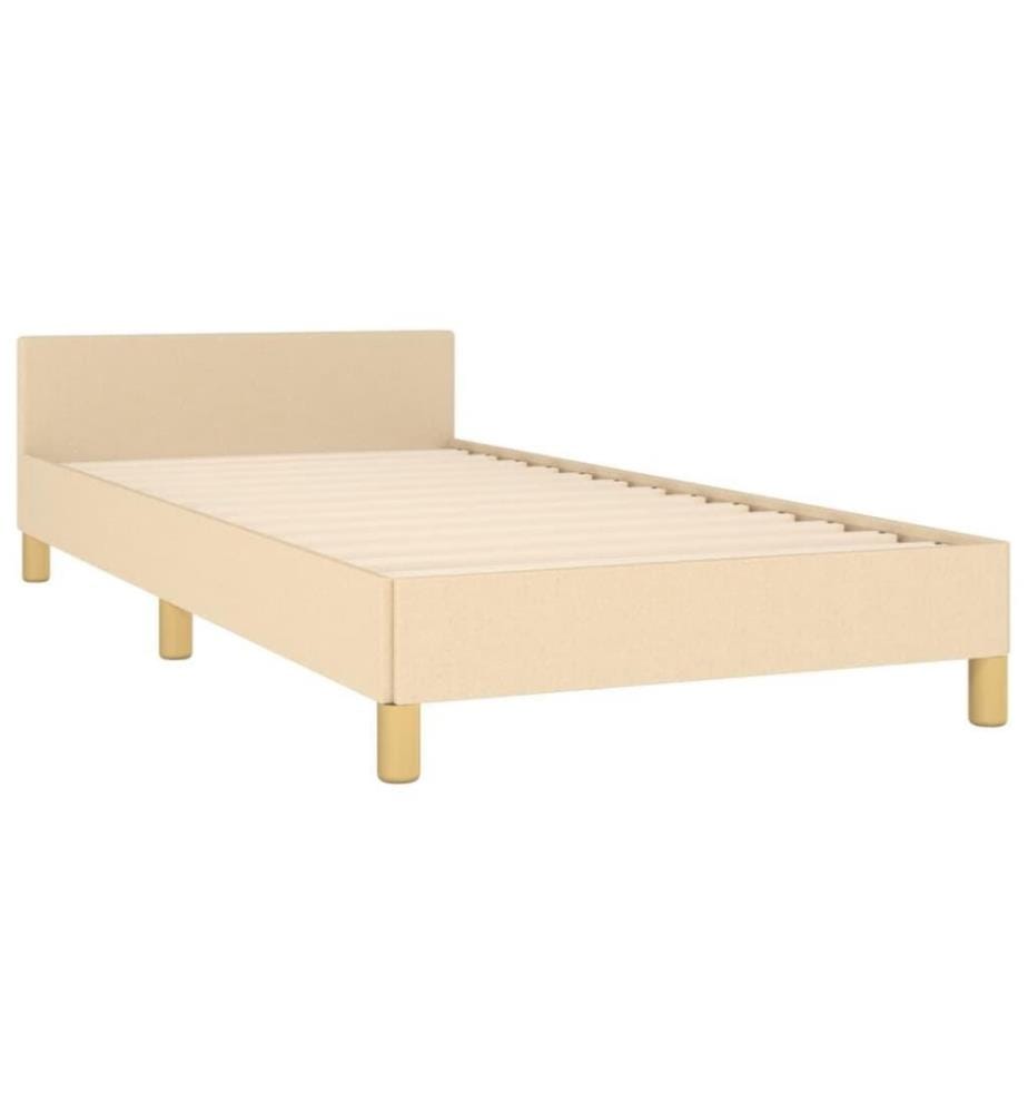 Bettgestell mit Kopfteil Creme 100x200 cm Stoff