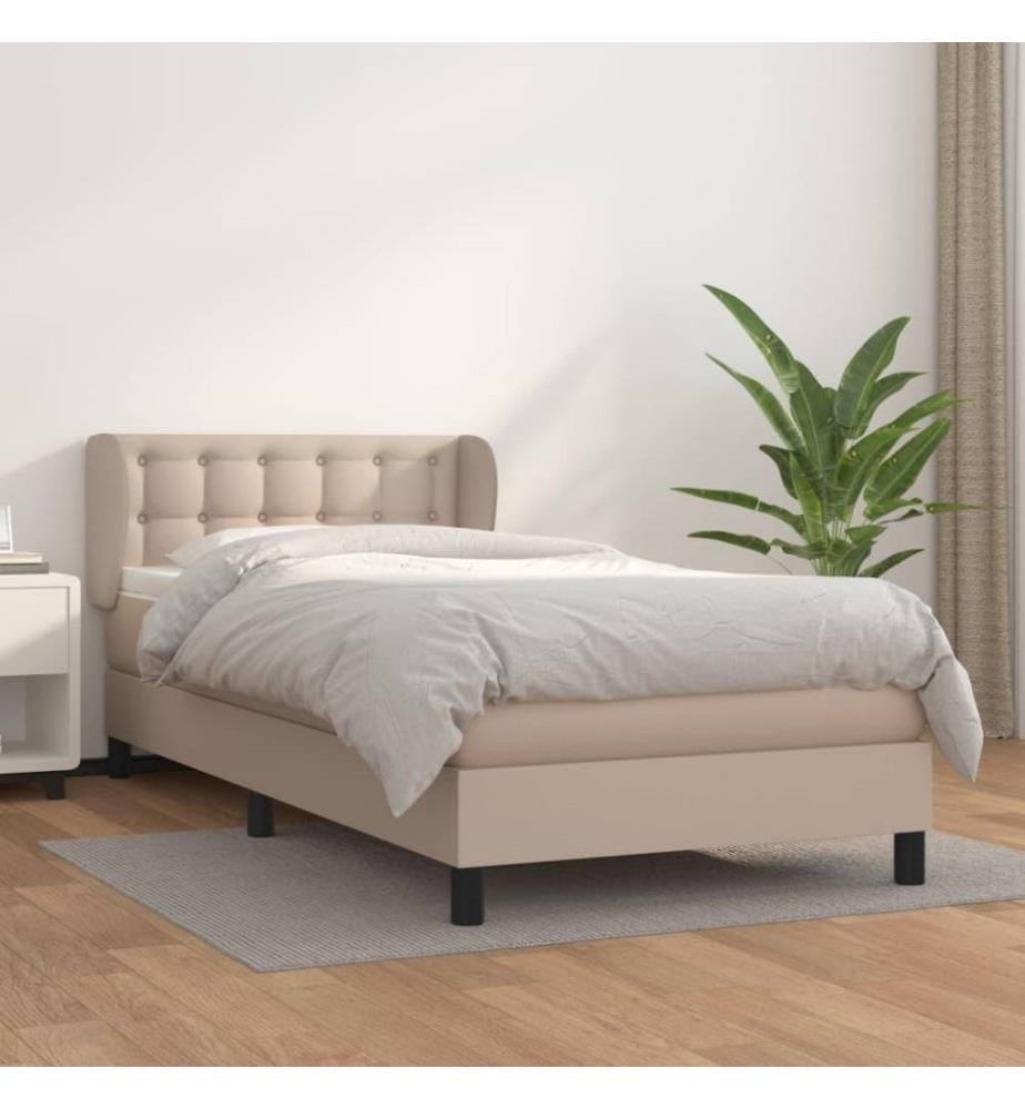 Boxspringbett mit Matratze Cappuccino-Braun 80x200cm Kunstleder