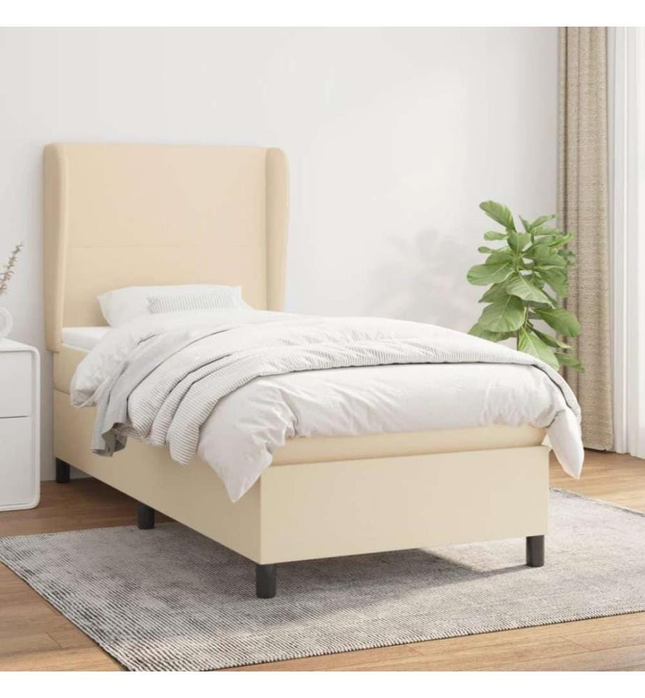 Boxspringbett mit Matratze Creme 80x200 cm Stoff