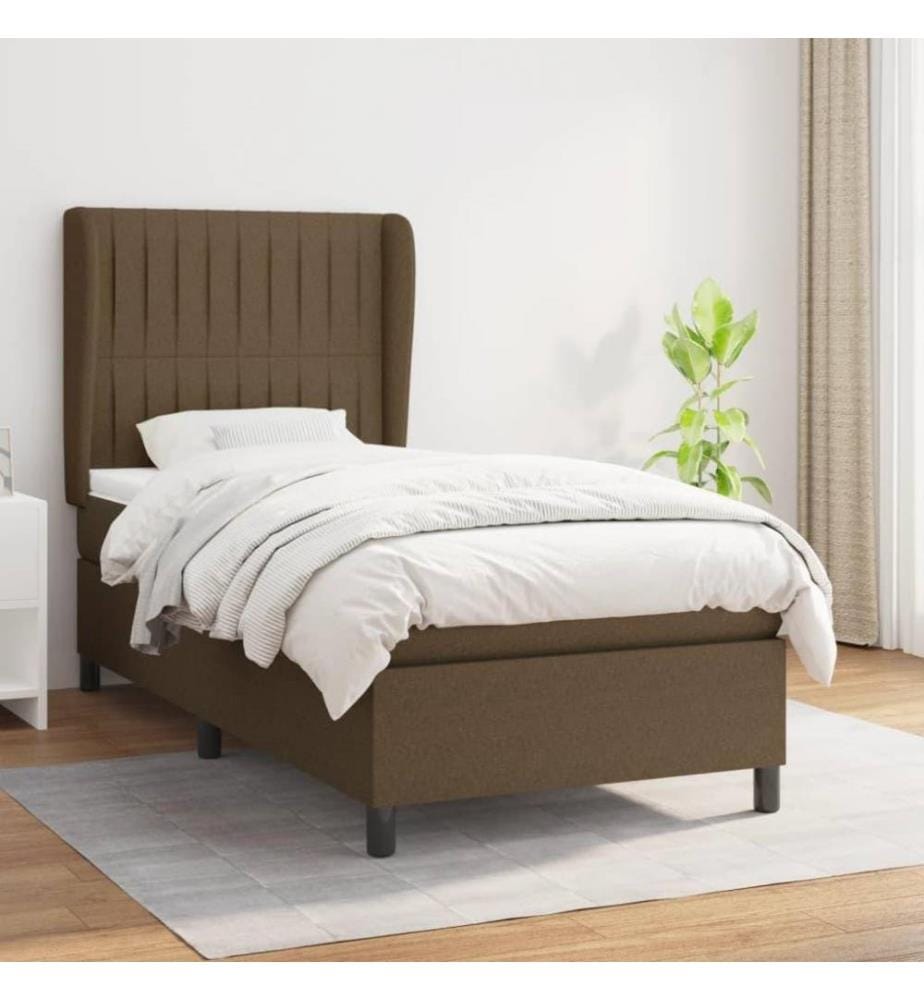 Boxspringbett mit Matratze Dunkelbraun 80x200 cm Stoff