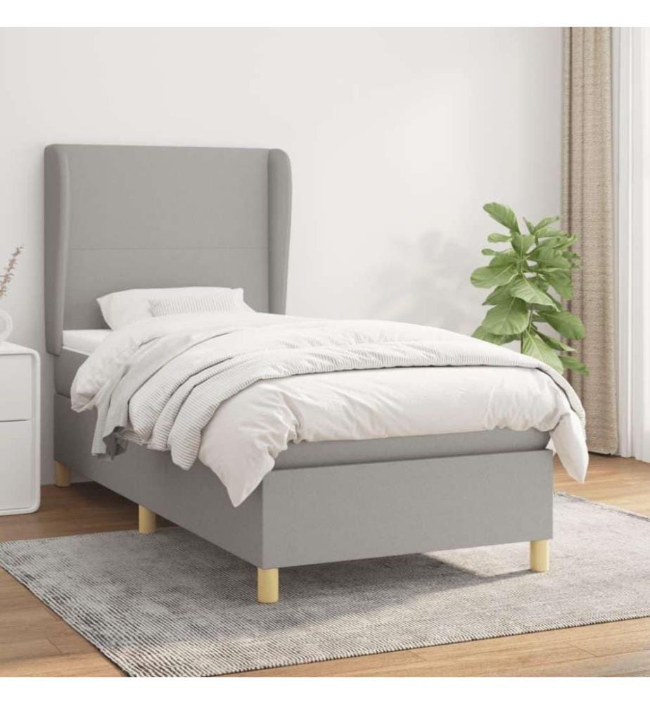 Boxspringbett mit Matratze Hellgrau 80x200 cm Stoff