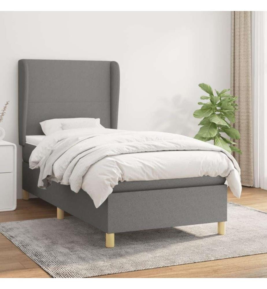 Boxspringbett mit Matratze Dunkelgrau 80x200 cm Stoff