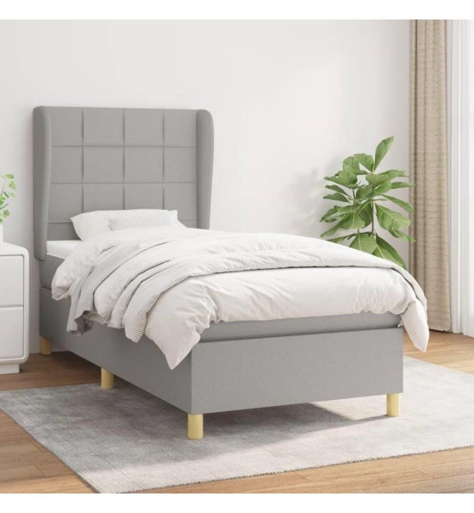 Boxspringbett mit Matratze Hellgrau 80x200 cm Stoff