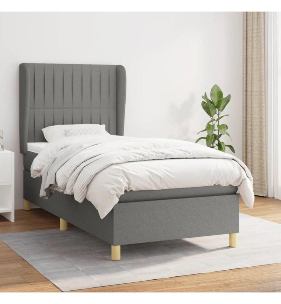 Boxspringbett mit Matratze Dunkelgrau 80x200 cm Stoff