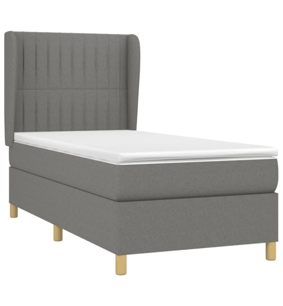 Boxspringbett mit Matratze Dunkelgrau 80x200 cm Stoff