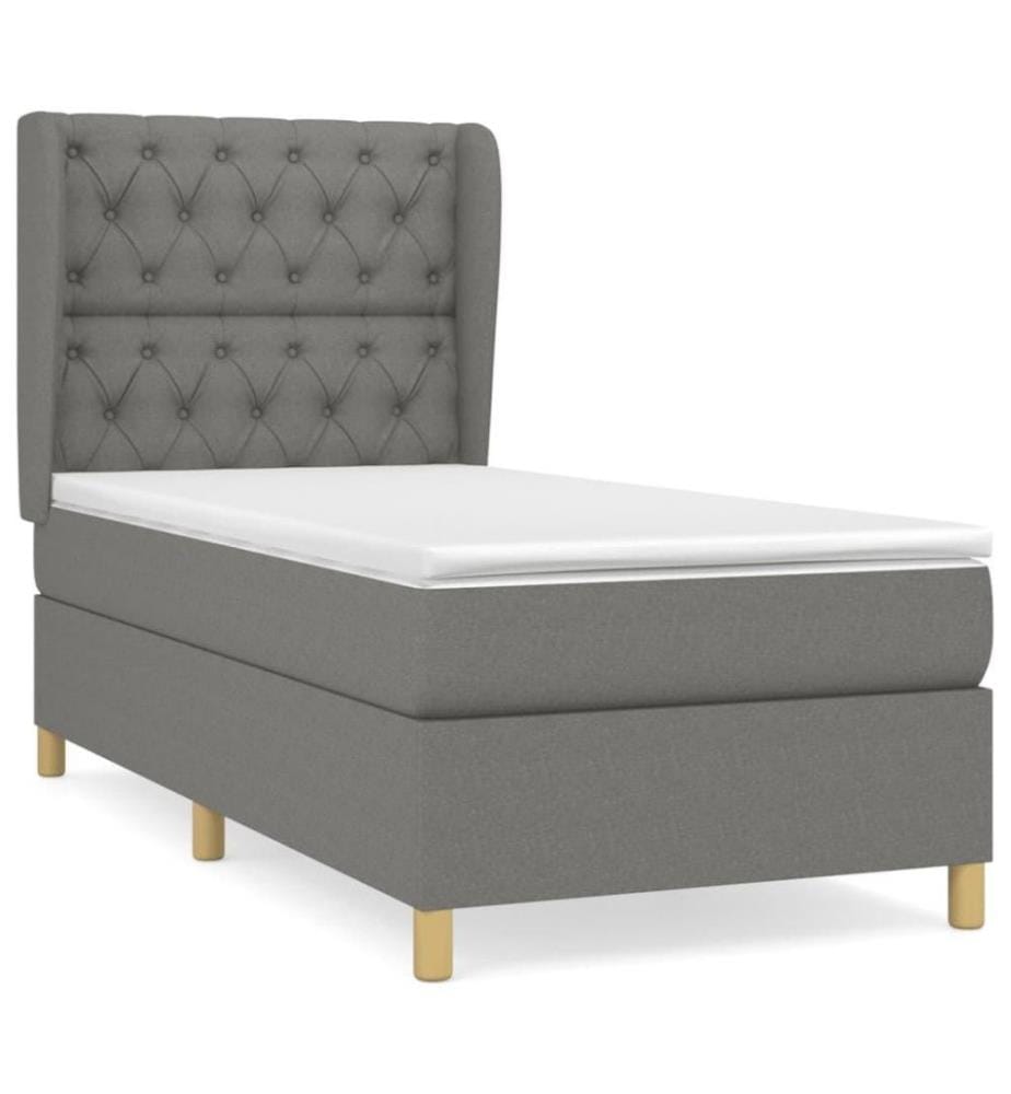 Boxspringbett mit Matratze Dunkelgrau 80x200 cm Stoff