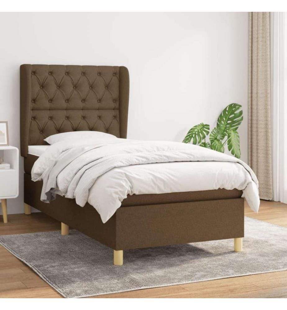 Boxspringbett mit Matratze Dunkelbraun 80x200 cm Stoff