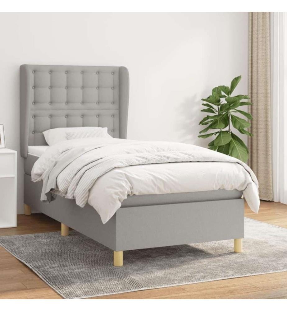 Boxspringbett mit Matratze Hellgrau 80x200 cm Stoff