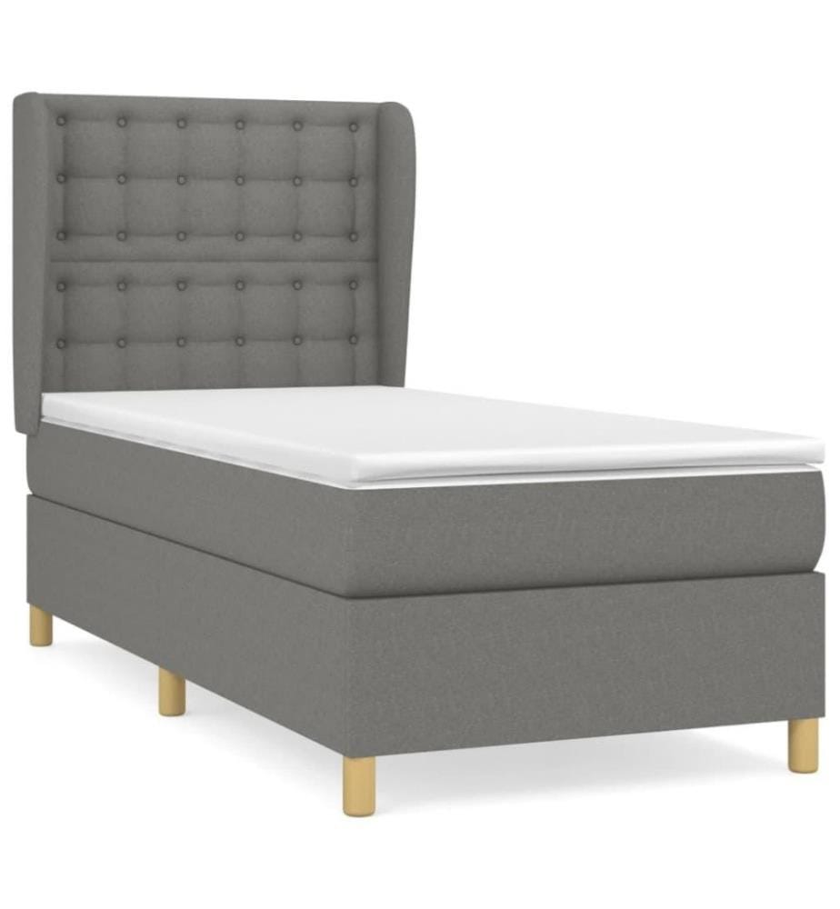 Boxspringbett mit Matratze Dunkelgrau 80x200 cm Stoff