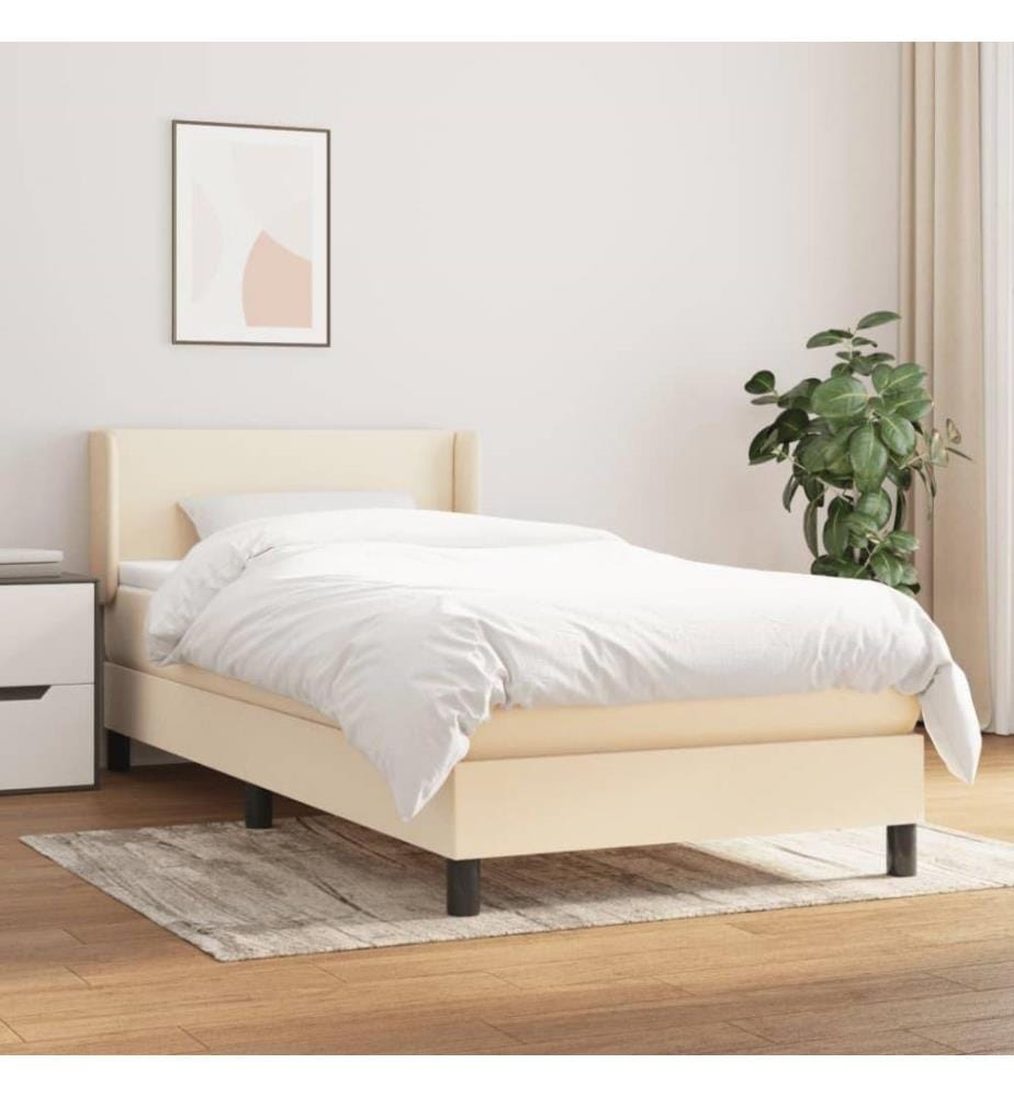 Boxspringbett mit Matratze Creme 80x200 cm Stoff