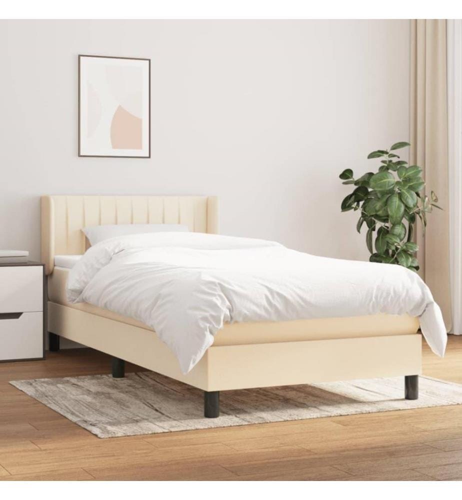 Boxspringbett mit Matratze Creme 80x200 cm Stoff