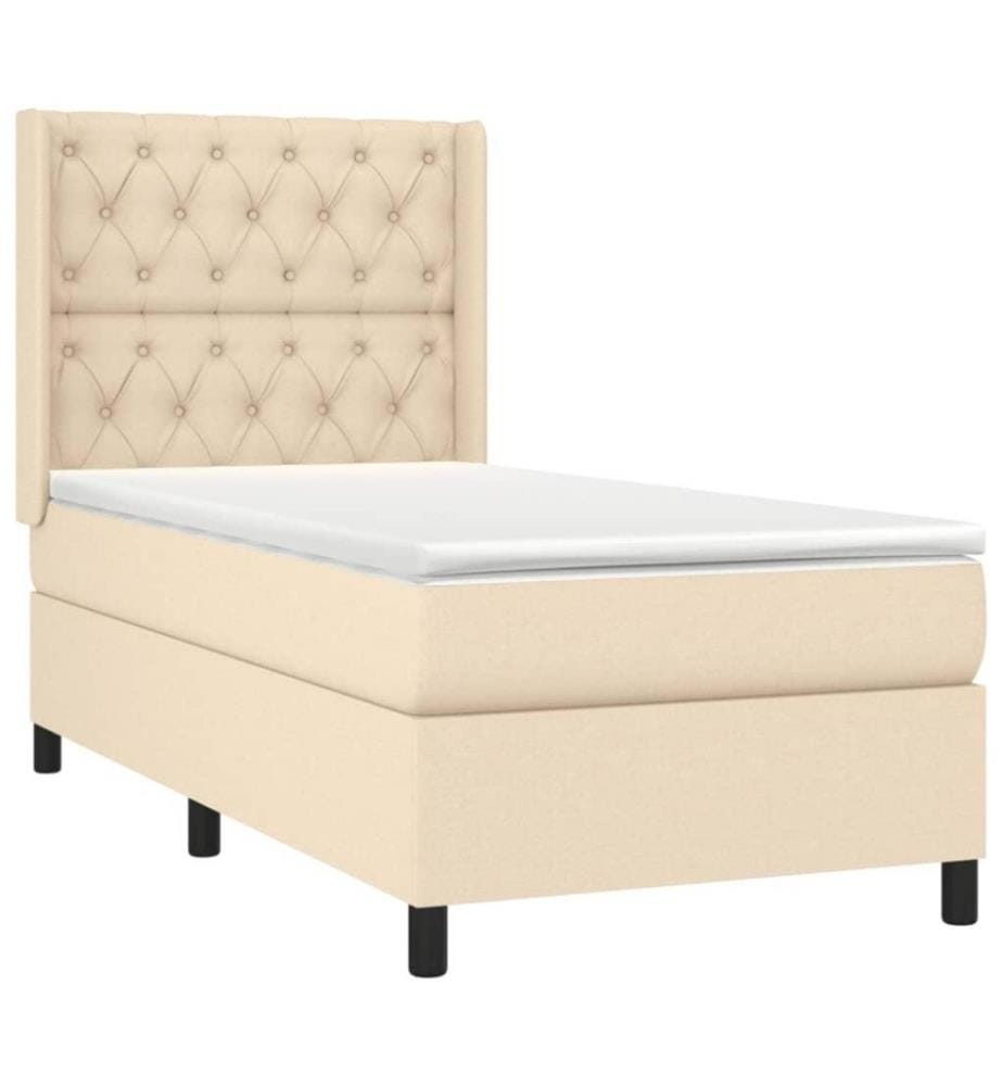 Boxspringbett mit Matratze Creme 80x200 cm Stoff