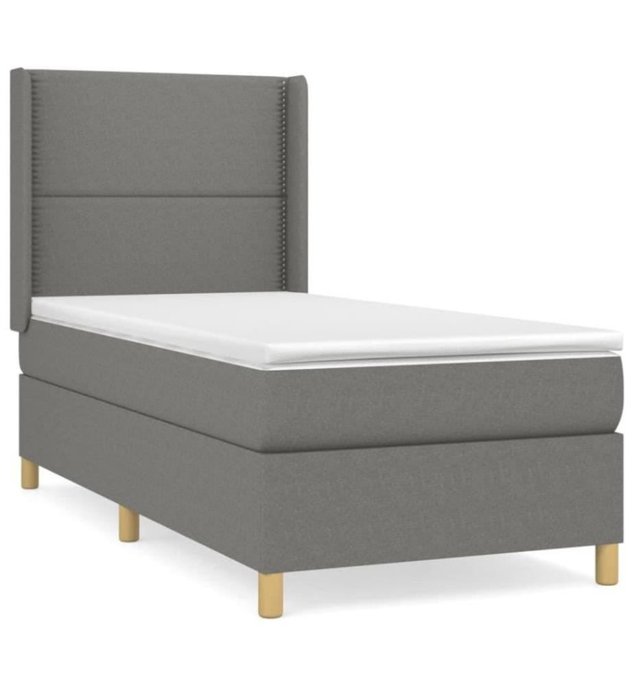 Boxspringbett mit Matratze Dunkelgrau 80x200 cm Stoff