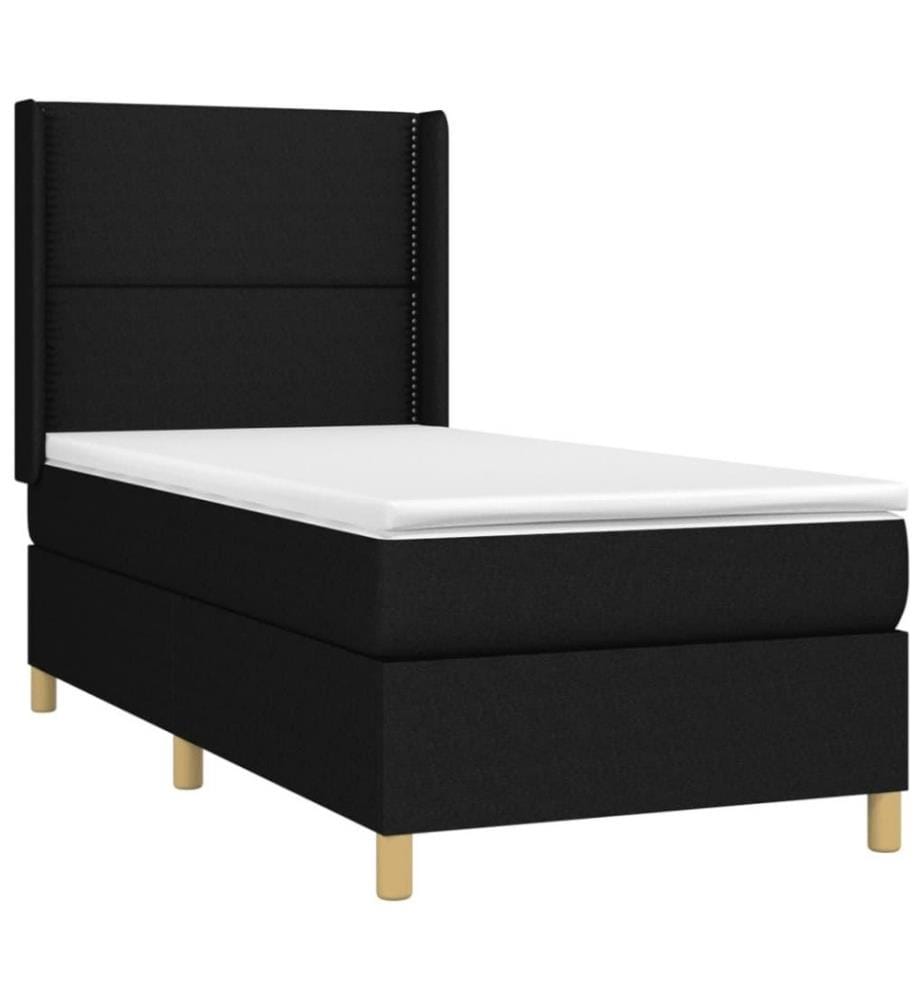Lit à sommier tapissier avec matelas Noir 90x190 cm Tissu