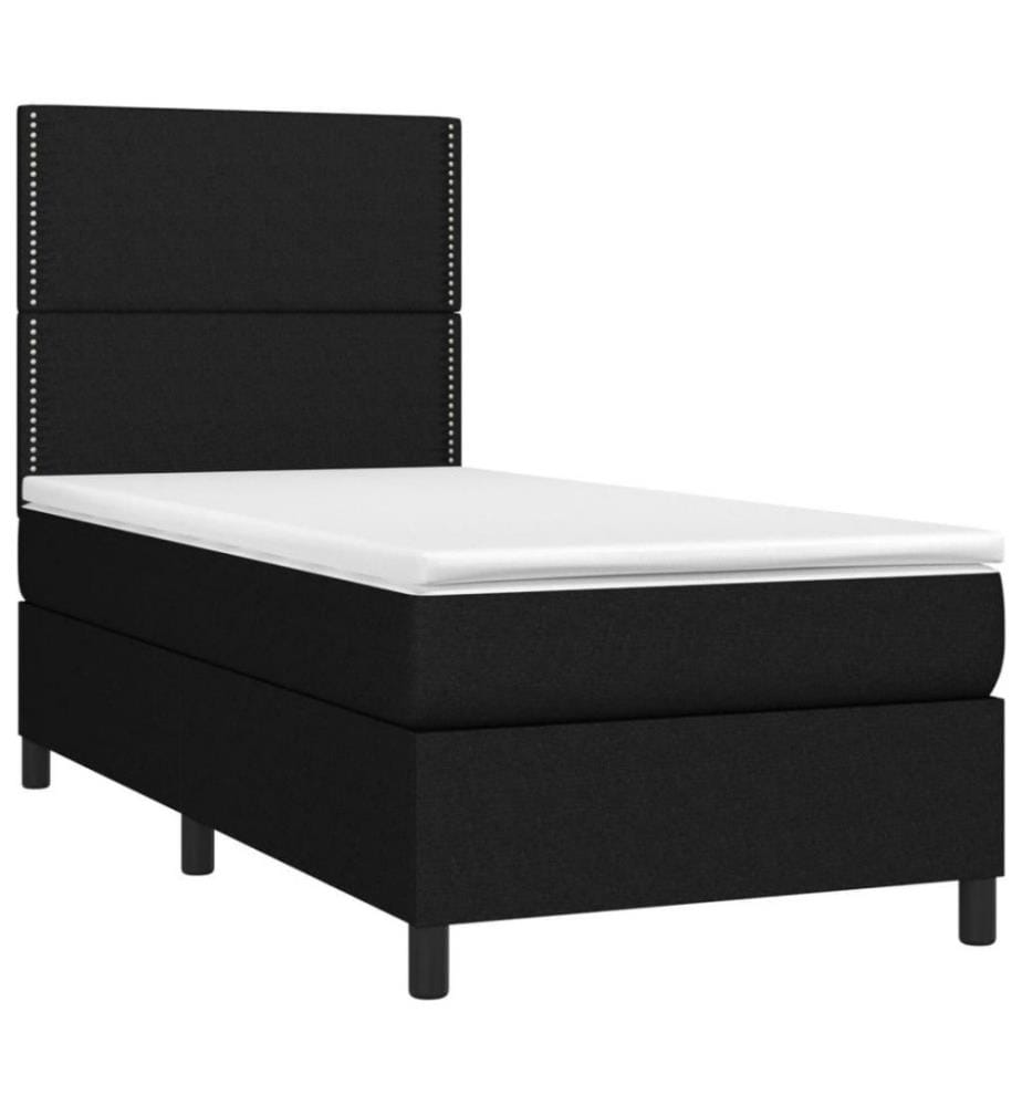 Sommier tapissier avec matelas et LED Noir 80x200cm Tissu