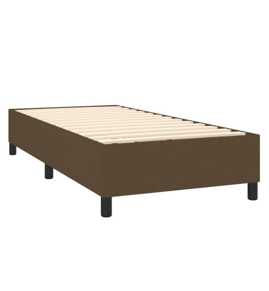 Sommier tapissier et matelas et LED Marron foncé 80x200cm Tissu