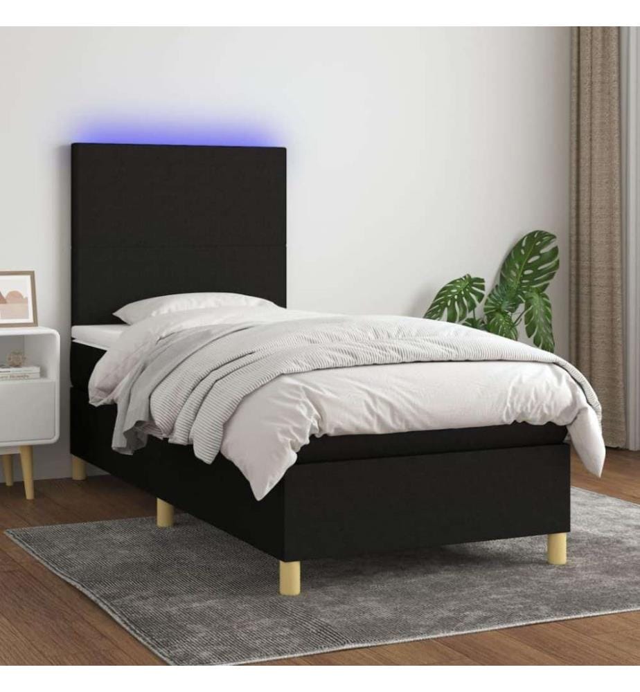 Boxspringbett mit Matratze & LED Schwarz 80x200 cm Stoff