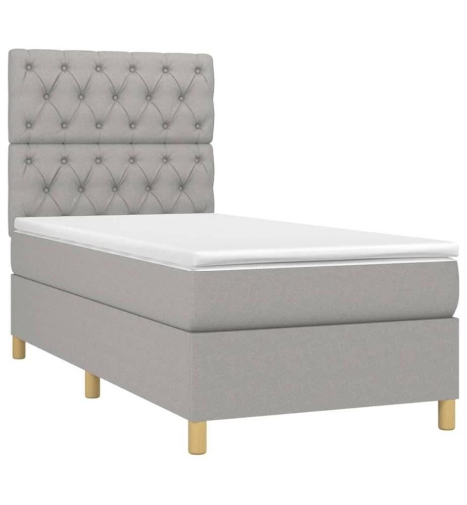 Sommier tapissier avec matelas et LED Gris clair 80x200cm Tissu