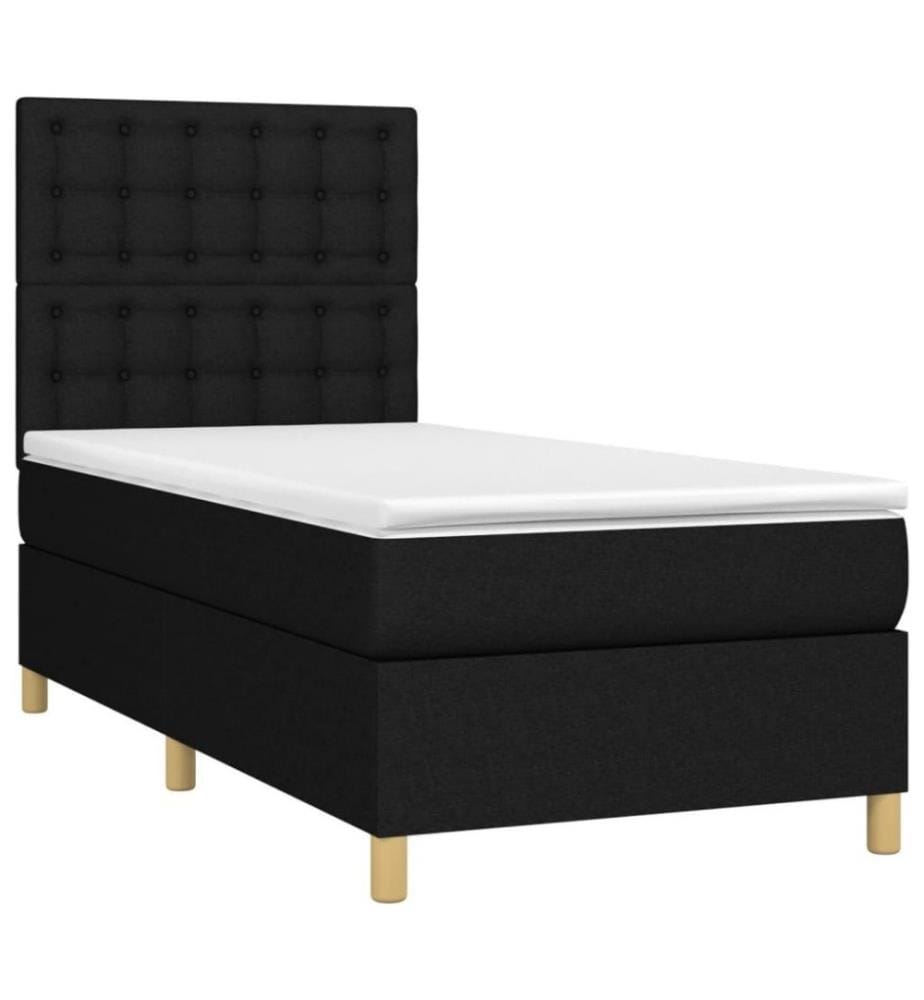 Sommier tapissier avec matelas et LED Noir 80x200cm Tissu