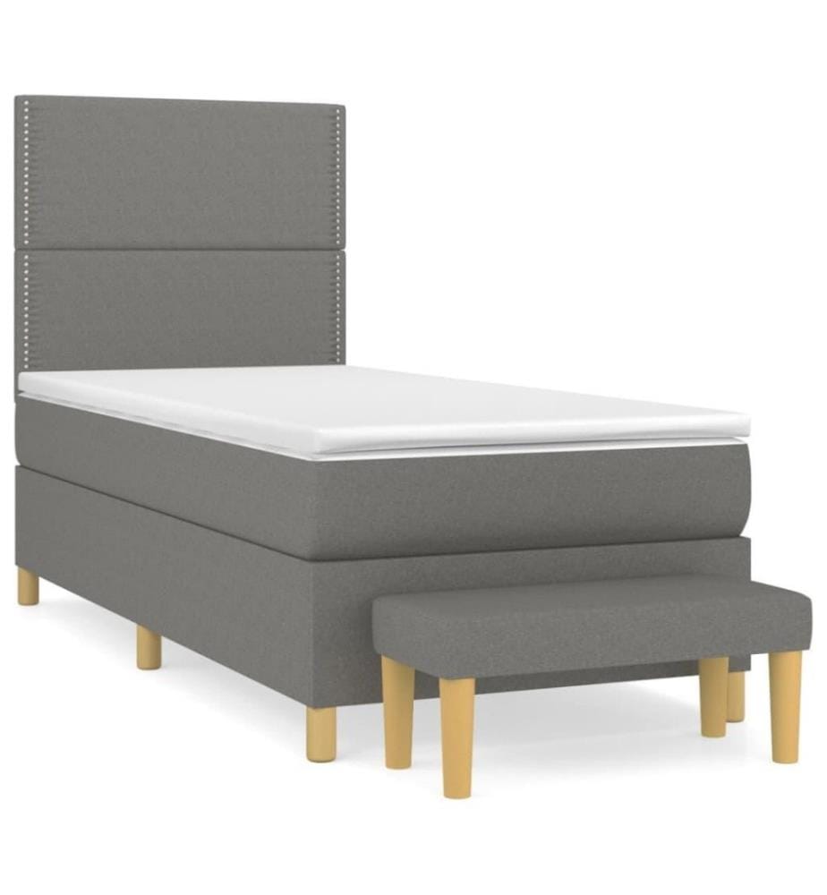 Boxspringbett mit Matratze Dunkelgrau 80x200 cm Stoff