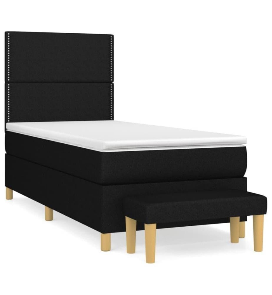 Lit à sommier tapissier avec matelas Noir 90x190 cm Tissu