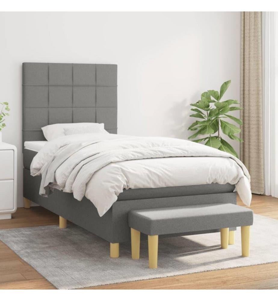 Boxspringbett mit Matratze Dunkelgrau 80x200 cm Stoff