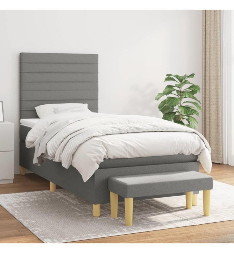 Boxspringbett mit Matratze Dunkelgrau 80x200 cm Stoff