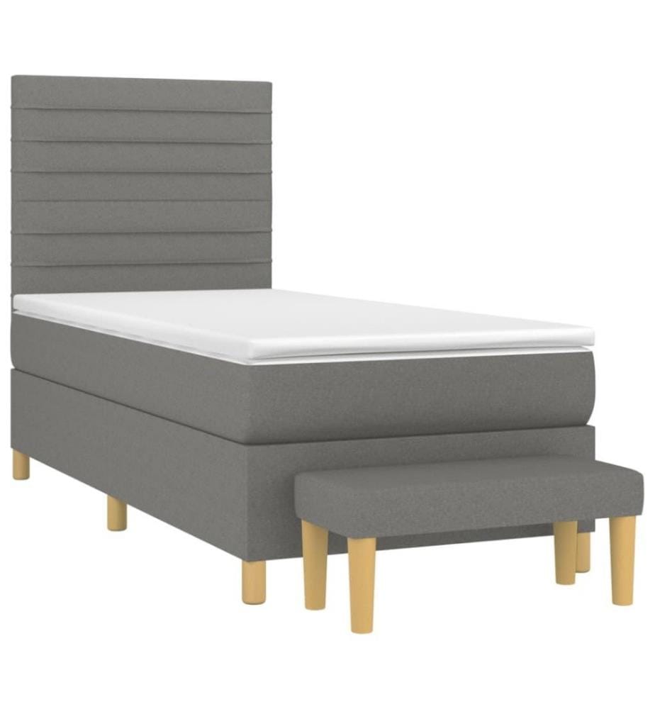 Boxspringbett mit Matratze Dunkelgrau 80x200 cm Stoff