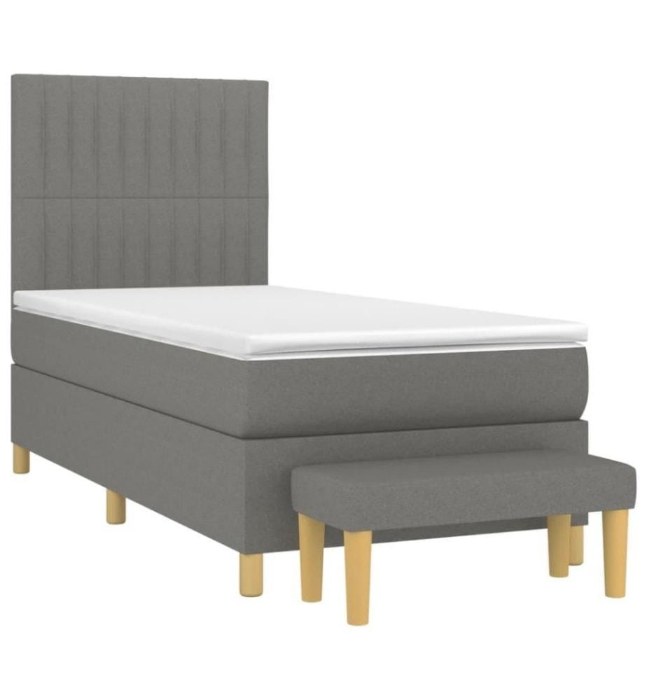 Boxspringbett mit Matratze Dunkelgrau 80x200 cm Stoff